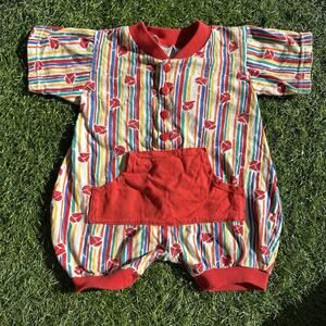 Vintage Day Sportswear Baby Romper‎ 6/9M Striped Romper Rainbow Sailboat